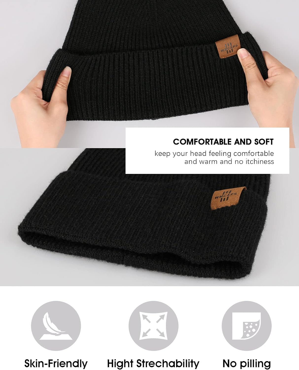 Knit Beanie for Men, Stretchy Soft Warm Daily Cuffed Winter Hats, Unisex Comfortable Wooly Beanie Gifts for Men/Him/Dad - Blue image number 3