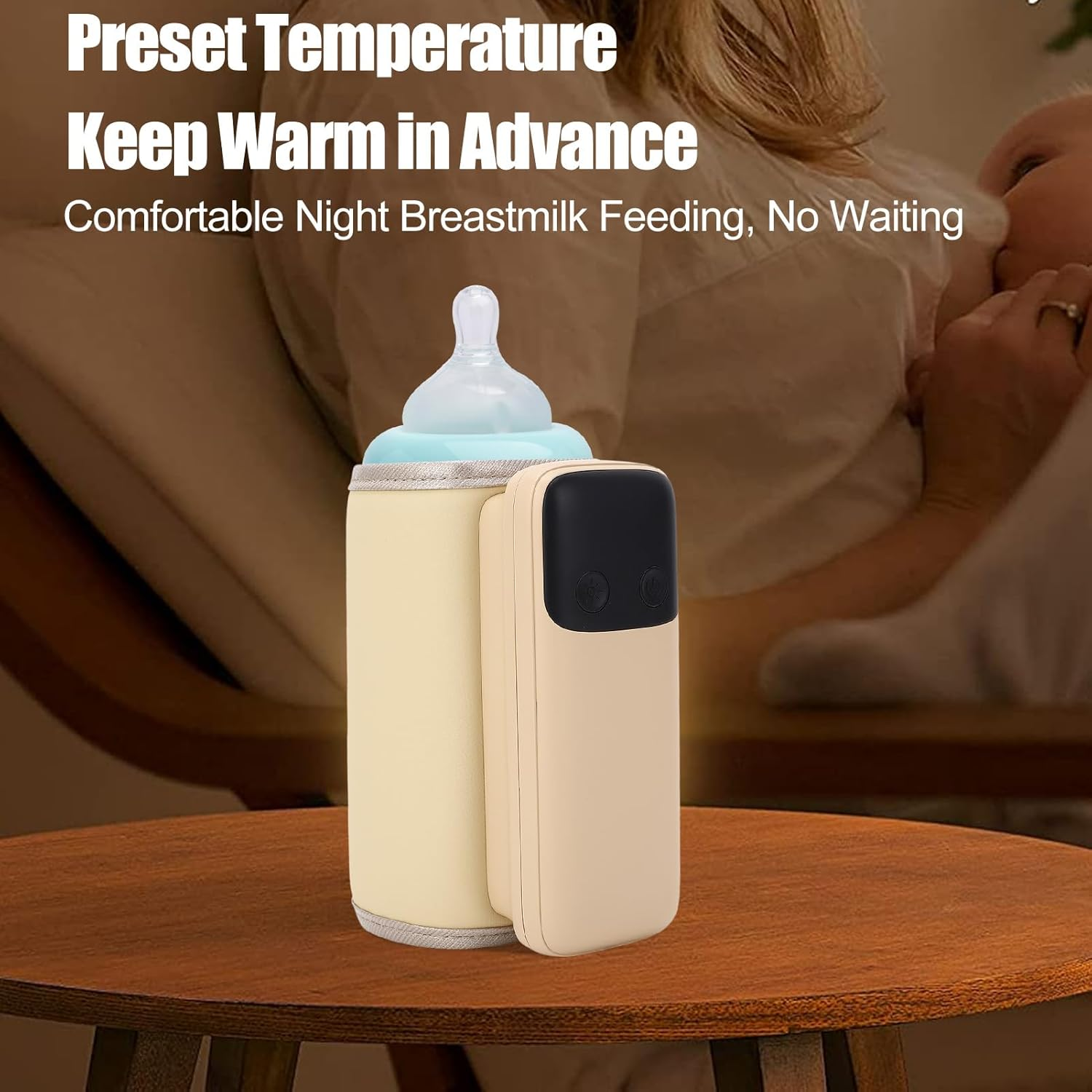 Milk Bottle Warmer Portable, Rechargeable Bottle Warming Constant Temperature Keeper, Quick Heating Baby Bottle Warmer, Insulated Sleeve for Breastmilk image number 1