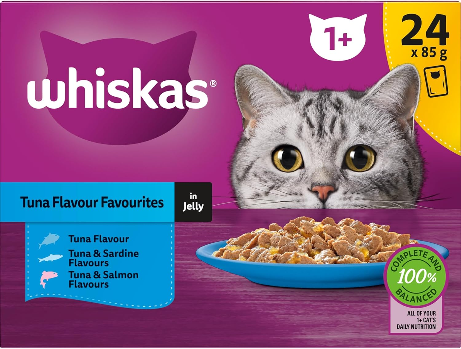 Whiskas Adult Wet Cat Food Tuna Favourites in Jelly Pouch 85G, 24 Pack image number 4