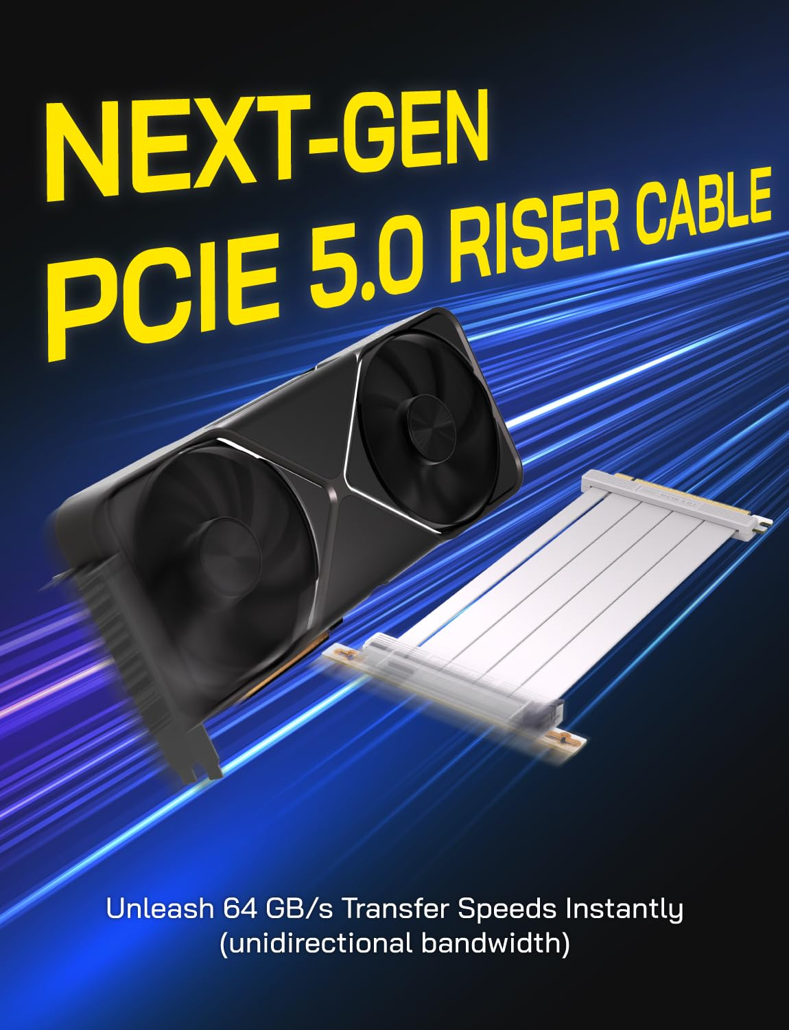 EZDIY-FAB Pcie 5.0 X16 Riser Cable,128Gb/S Bandwidth, for RTX 50/40 & RX 9000/7000 Gpus, Pcie Extension Card, Backward Compatible with Pcie 4.0/3.0,Vertical GPU Mount,Right Angle-30Cm,White