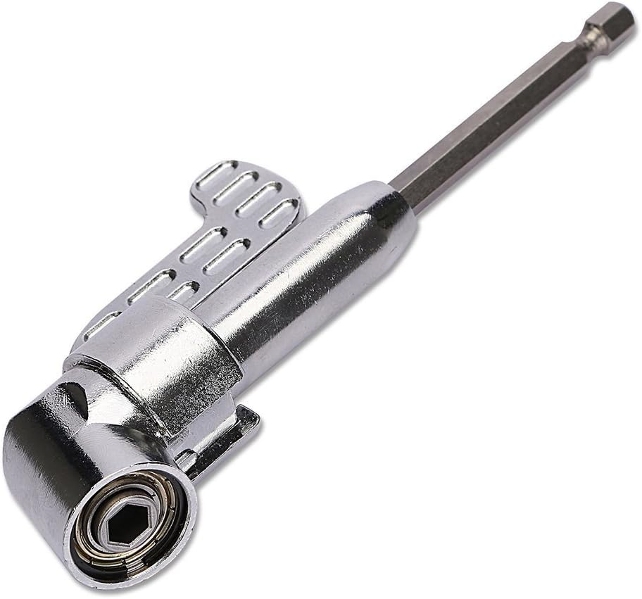 QISF 2Pcs 105 Degree 1/4 Inch Right Angle Drill Adapter Hex Shank Screwdriver Angled Bit Holder Power Drill Tool(1Pcs Short & 1Pcs Long) + 1Pcs Flexible Angle Extension Bit Kit for Screwdriver &Drill image number 3