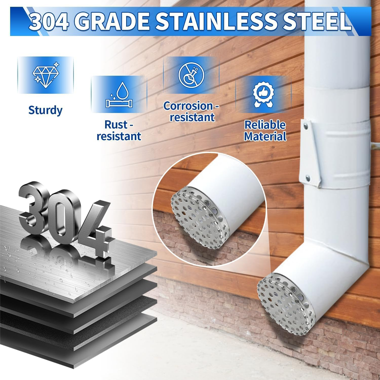 Gutter Leaf Protection Downpipe, Leaf Catcher Grid 100 Mm, Gutter Leaf Stop, Downpipe Sieve for Flat Roof Drain, Drains and Downpipes, Gutter Sieve (90-110 Mm) image number 2