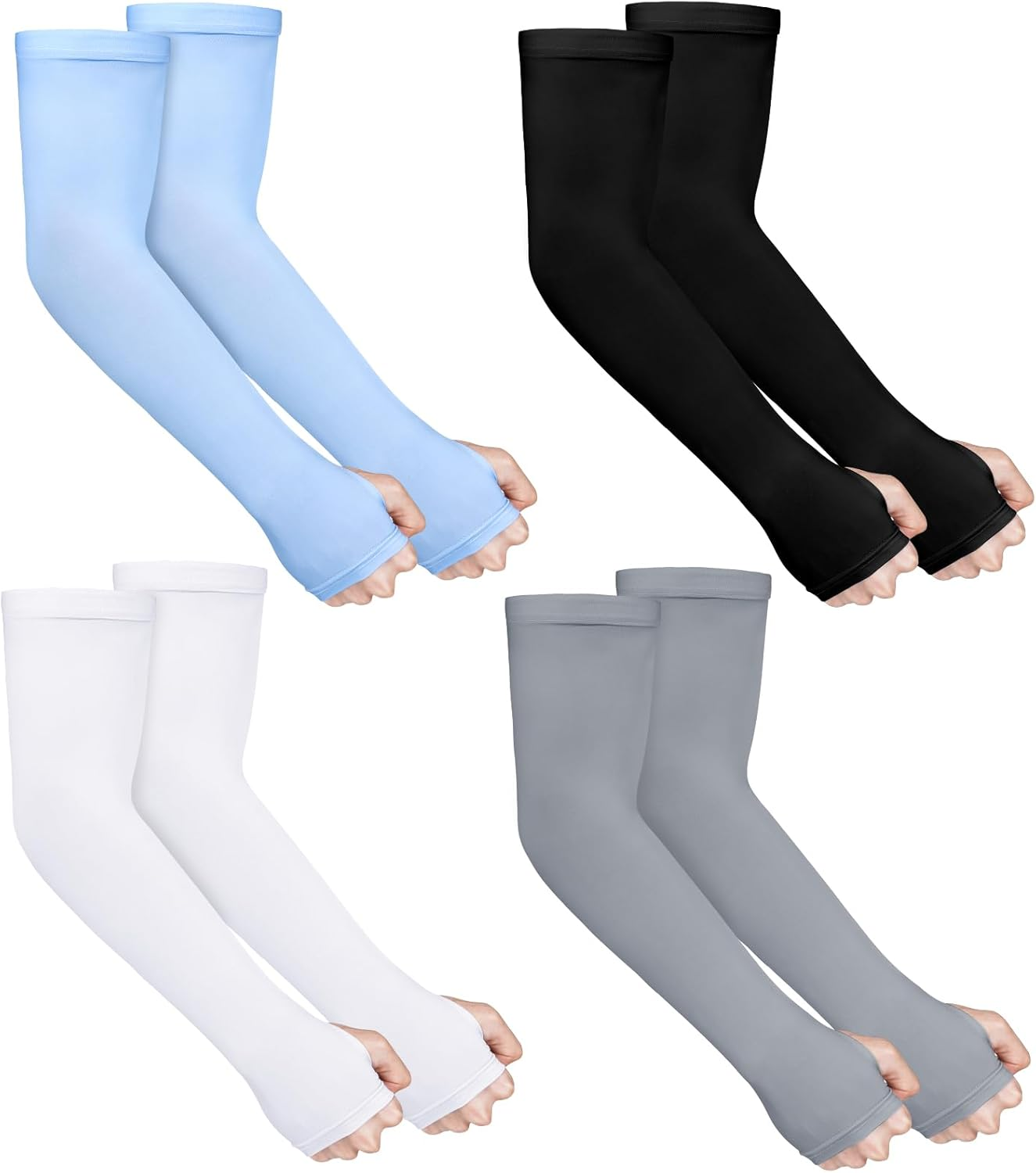 4 Pairs Gardening Sleeves Anti-Slip Arm Protection with Thumb Hole Sun Sleeve Cooling Arm Sleeves for Women Men Outdoor