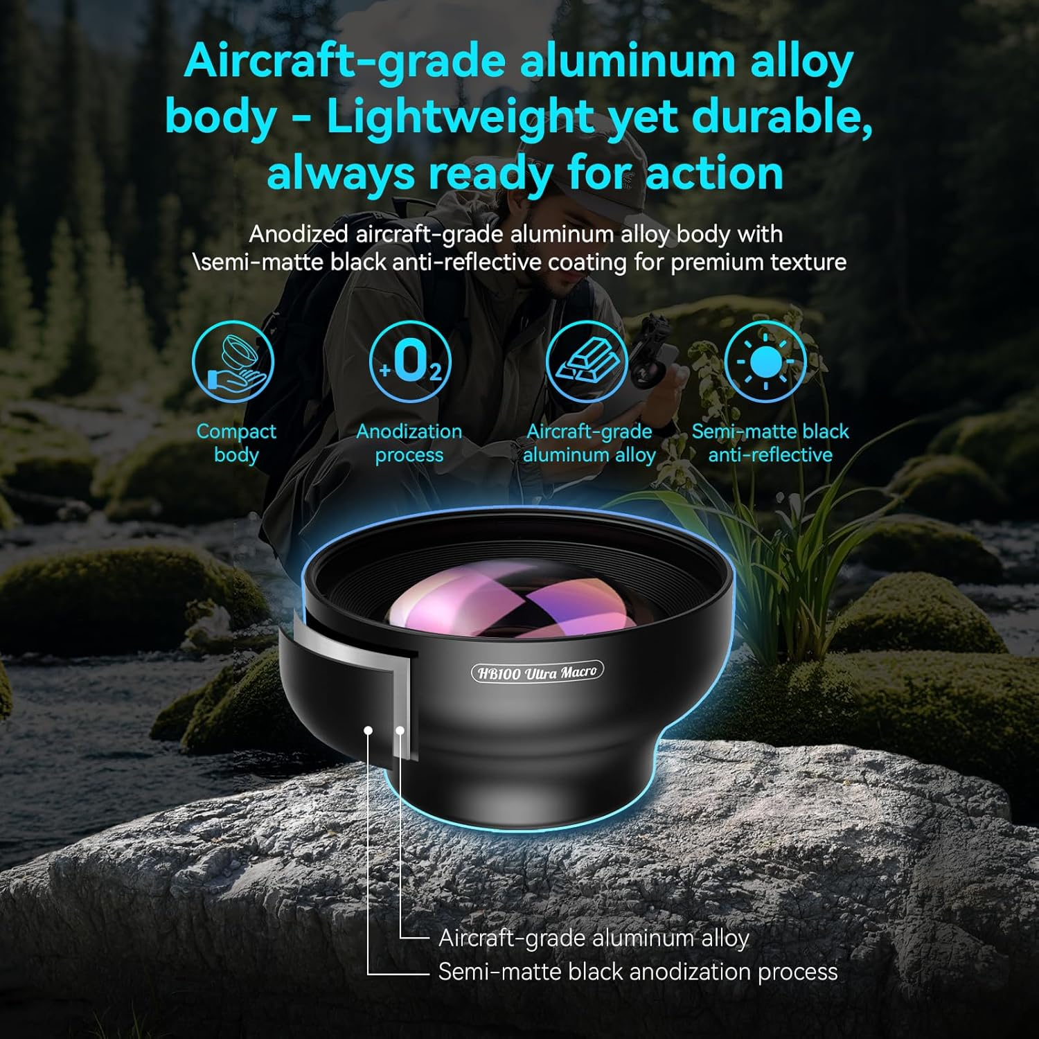 APEXEL 100Ultra Macro Lens - Enhanced Version Smartphone Lens for Iphone, Samsung, Pixel | Professional Macro Photography of Flowers, Iinsects, Jewelry, Food Details and Other Small Objects