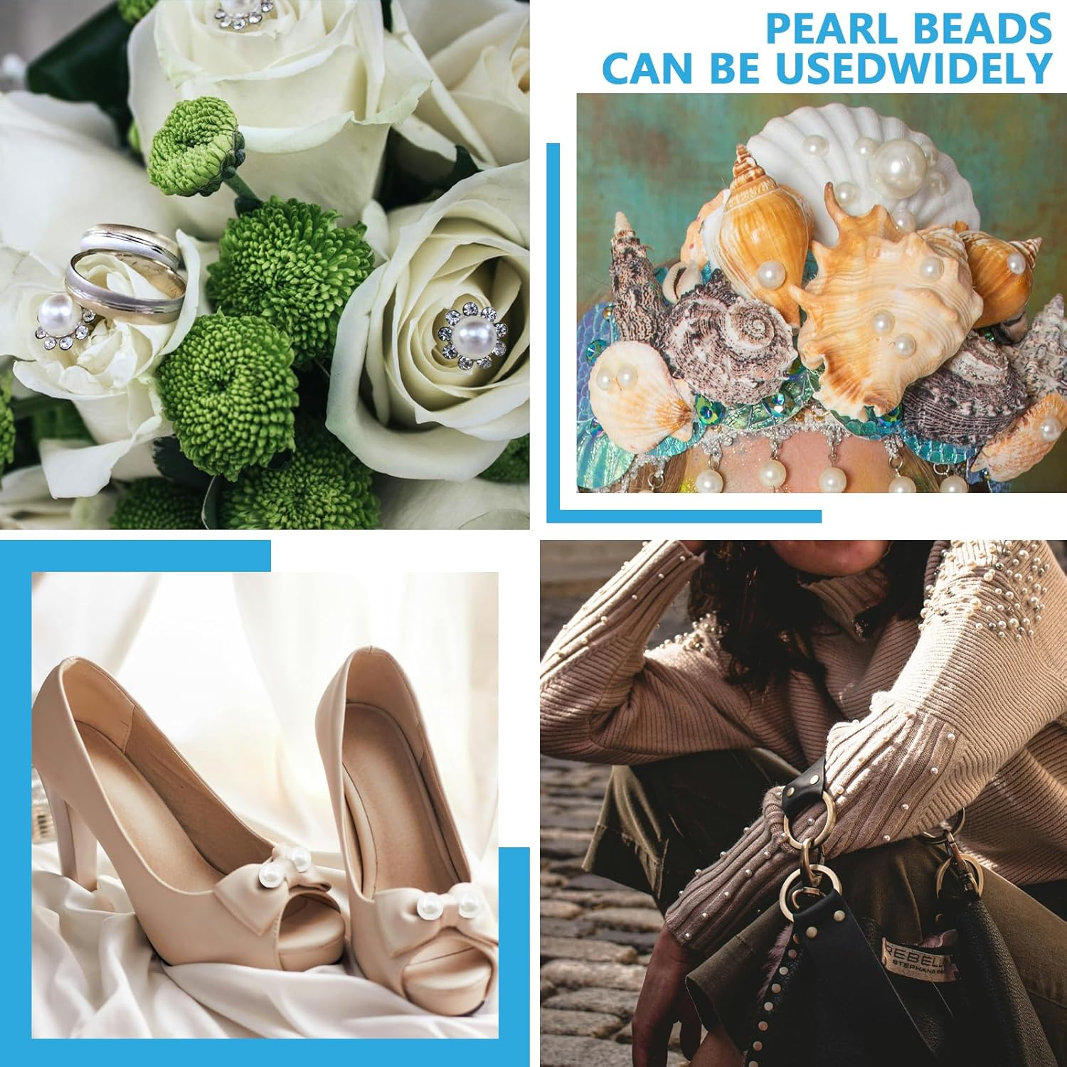 1670Pcs White Pearl Beads with Rivet Studs, Pearl Setting Machine Accessories 5 Size No Holes Pearl Beads for DIY Crafts and Decoration image number 2