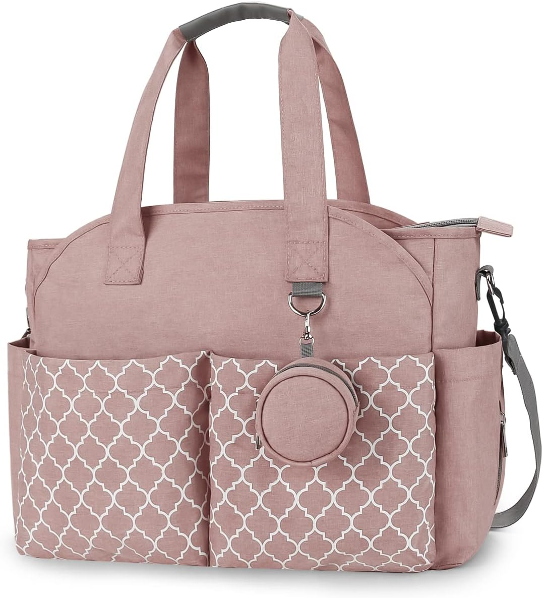 Lmbabter Diaper Bag Tote with Changing Station Upgrade Multi-Function Baby Bag with Adjustable Shoulder Strap - Beige image number 7