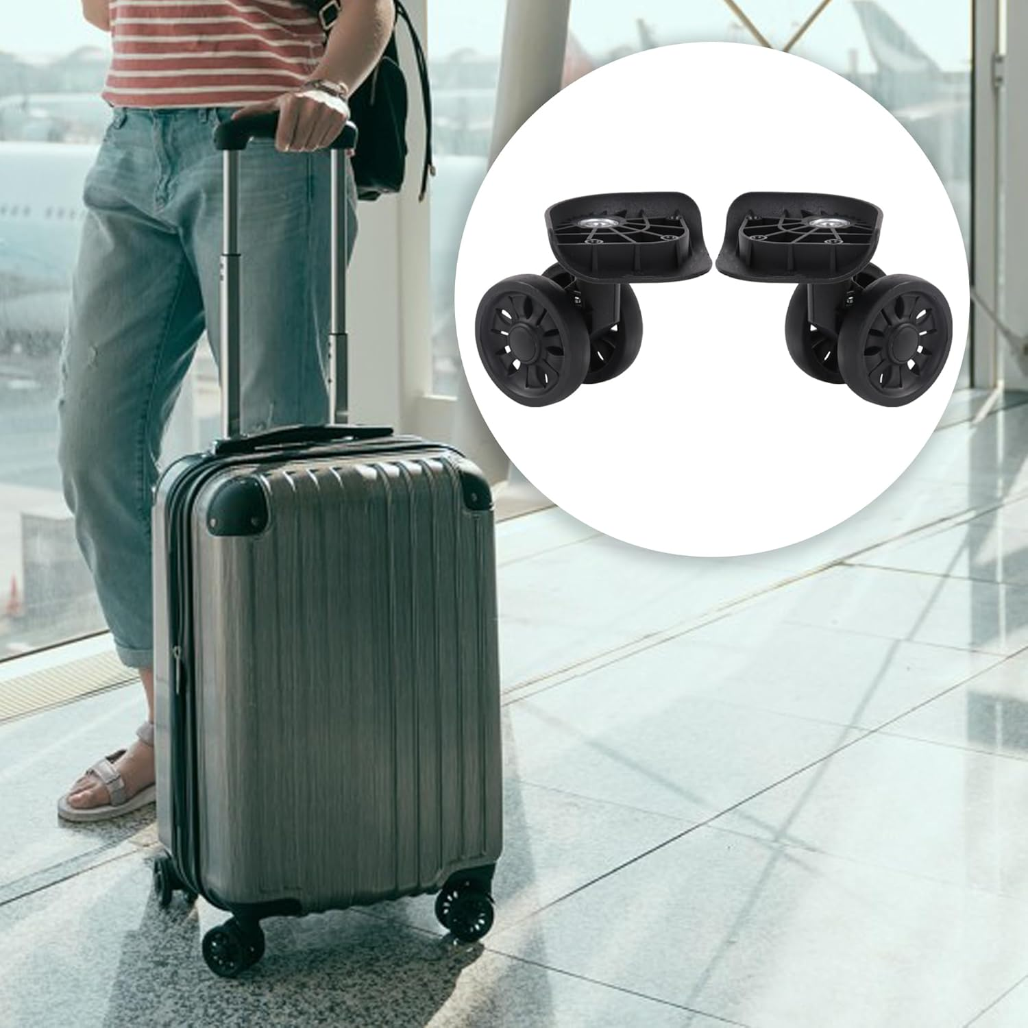 RDEXP 2 Pack Luggage Swivel Wheels Suitcase Replacement Wheels Black W271