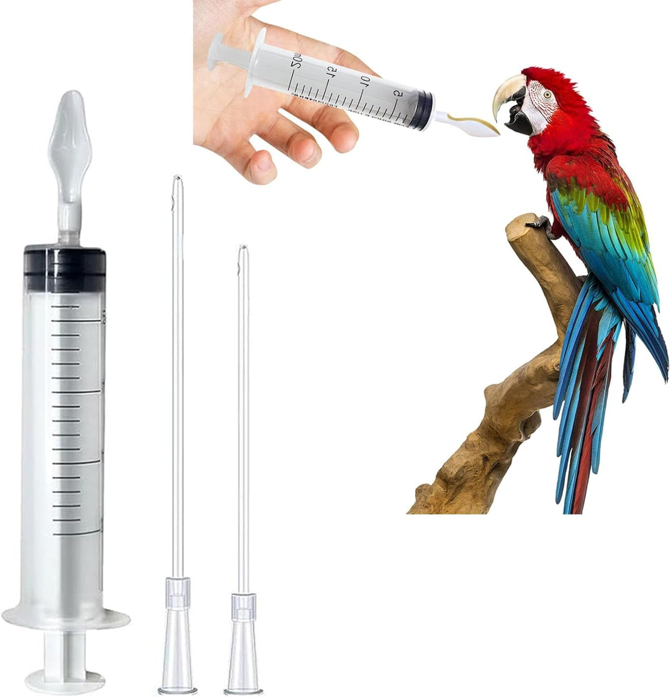 WADY Feeding Syringe for Baby Bird, Parrot, and Sick Birds - Food Grade Silicone Hose Set (8Cm and 12Cm) - Pet Hand Rearing Crop Tubes Feeder image number 2