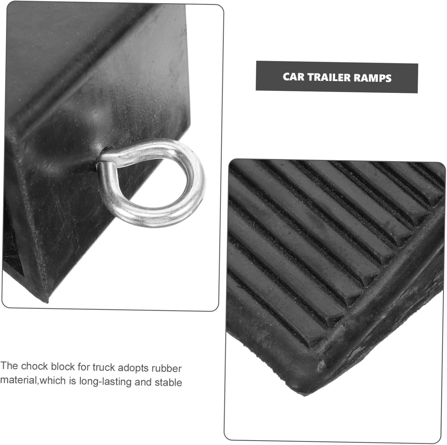 DEARMAMY Vehicle Wheel Chocks Portable Non-Slip Rubber Tire Stoppers 16X9X9Cm Triangular Anti-Skid Wheel Blocks for Car Trailer Ramps Safety image number 1