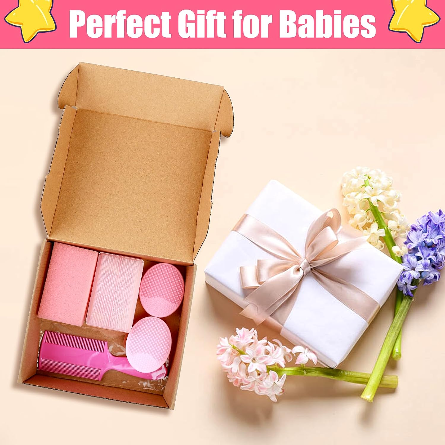 Cradle Cap Brush for Babies, 5Pcs Cradle Cap Treatment Set with Soft Bristle Brushes Silicone Scrubber Long Comb for Newborn Bathing Essentials Baby Brush and Comb Set (Pink) image number 5