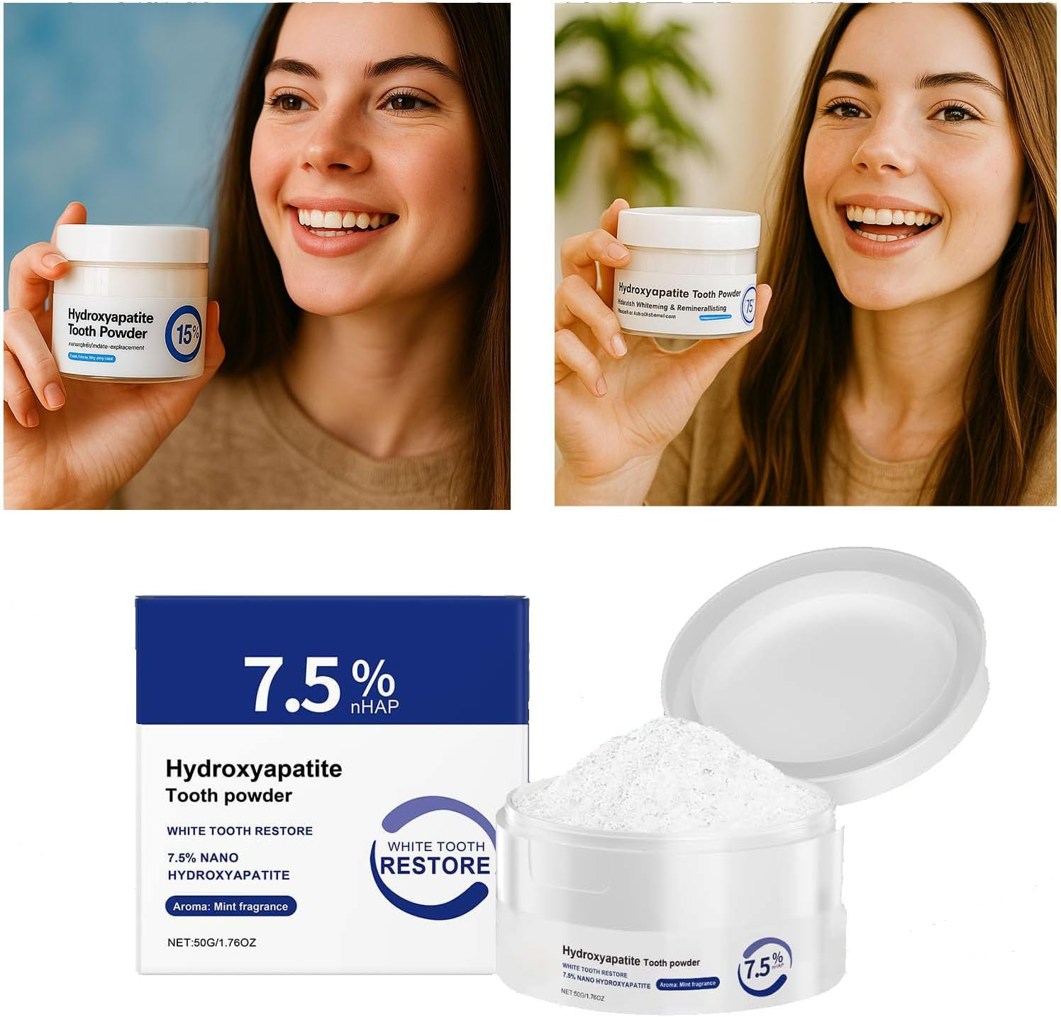 Microcrystalline Hydroxyapatite Powder, Hydroxyapatite Tooth Powder &ndash; Ultra-Fine Mhap for Enamel Care & Fresh Breath, Mouthwash & Tabs (2) image number 5