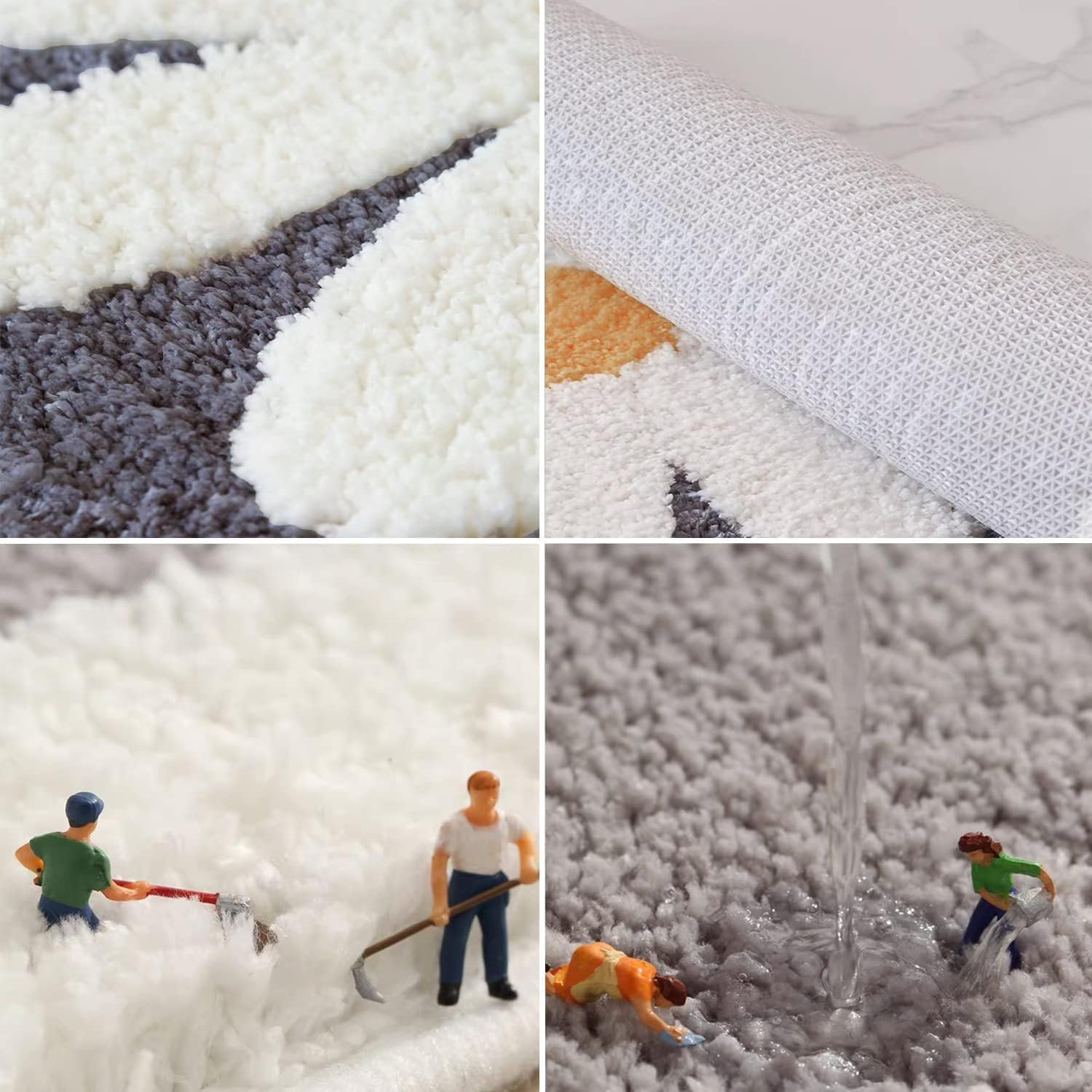 Super Absorbent Floor Mat, Bath Mat Rug Rubber Non Slip Quick Dry Super Absorbent Thin Bathroom Rugs Fit Washable Bathroom Floor for in Front of Bathtub,Sink (50 * 80Cm, Floral) image number 6