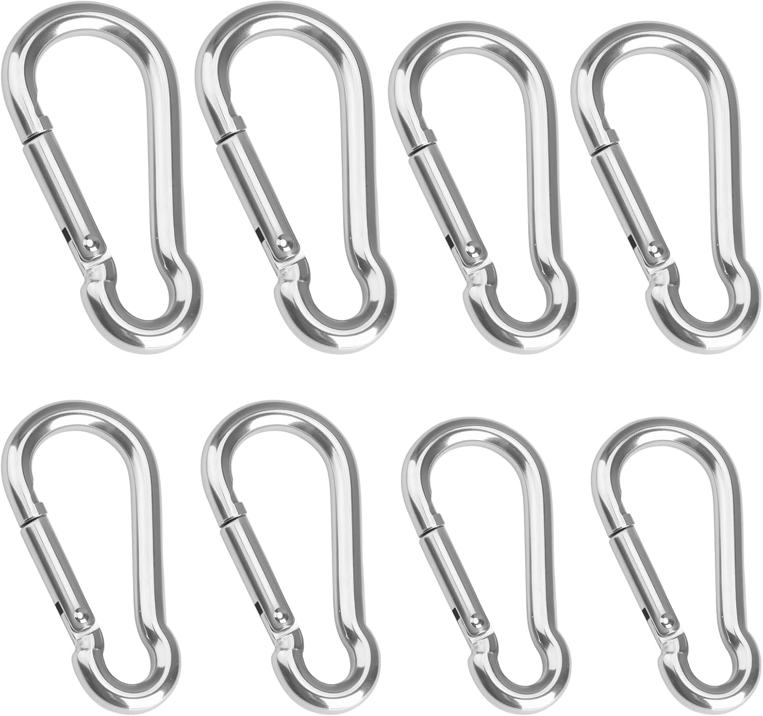 8 Pcs Heavy Duty Small Carabiner Clip, Durable Mountain Climbing Buckle for Gym Outdoor Camping Swing Pet Leashes Keychains Hiking, 4 Size M4/5/6/7 Locking Carabiner (Sliver) image number 4