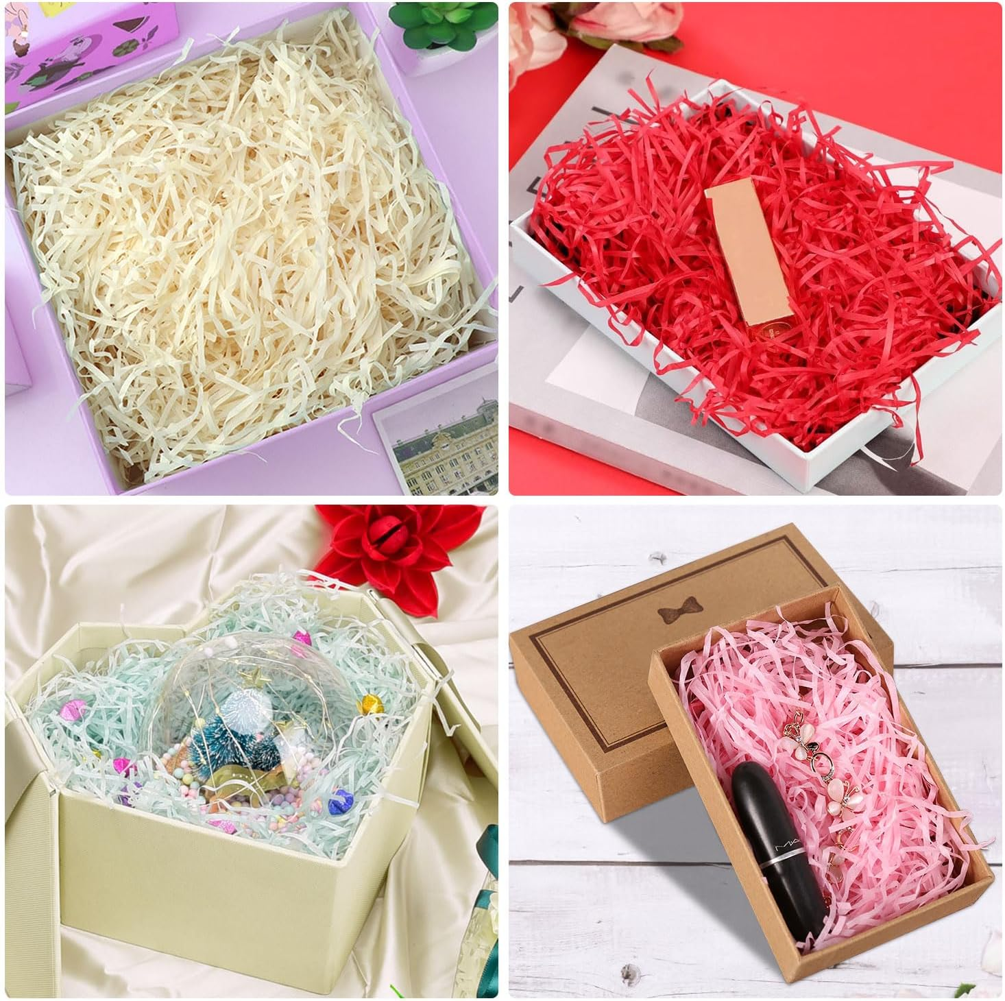 Crinkle Cut Paper Shred Filler for Packing and Filling Gift Baskets (100 G) Kraft,Kraft Shredded Paper for Gift Box, Box Confetti Shredded, Box Stuffing | Purple - Dark Blue image number 5