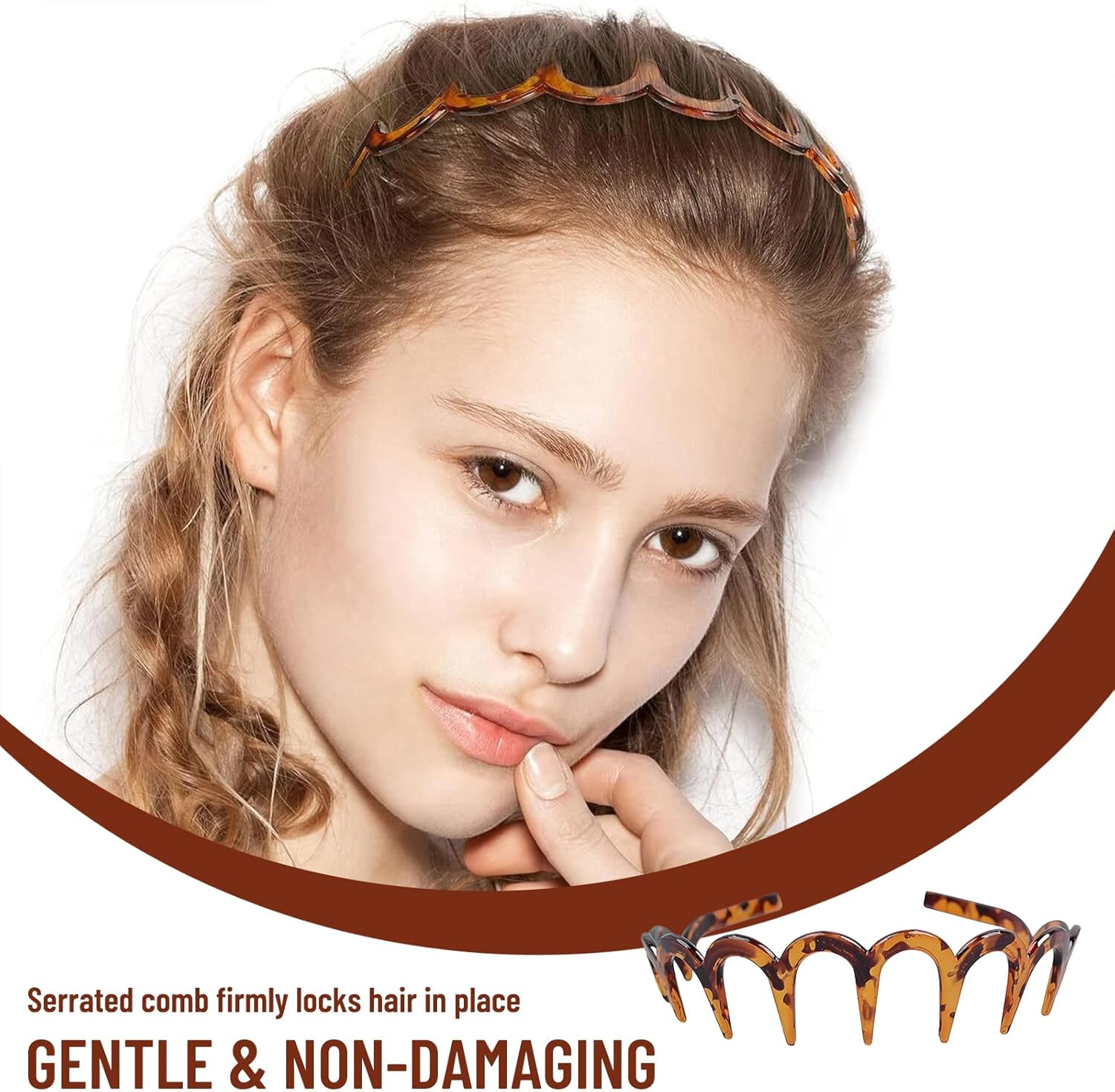 Evadollina Hairbands for Women, 2 Pieces Hairbands, Hair Accessories, Hair Clip, Hairpins, Clips, Headband, Zigzag Hairband, Hairbands, Women, Christmas Gifts image number 2