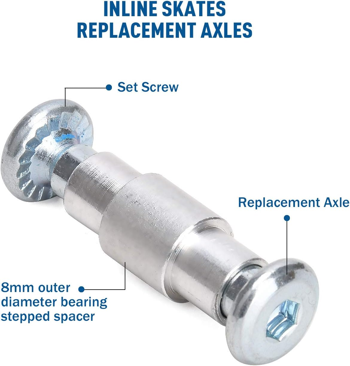 TOBWOLF 8PCS Inline Skate Shaft, Aluminum Alloy Skate Wheel Bearing Spacer, Roller Skate Accessories with Axle & Axles Screws & Wrench image number 3