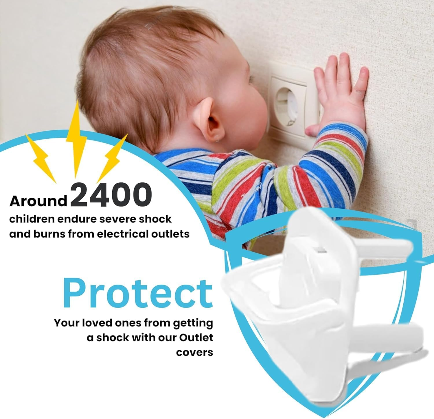 Outlet Covers Baby Proof with Pull Handle, Baby Proof Socket Covers, White Baby Proof Covers, 3 Prong Child Proof Outlet Cover (White, 10 Pack) image number 4