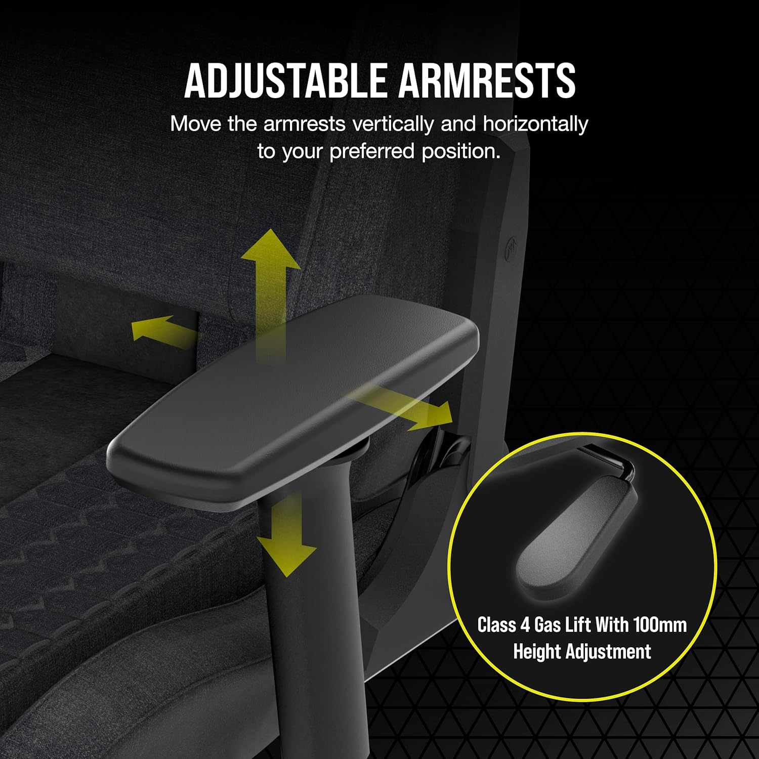 CORSAIR TC100 RELAXED Gaming Chair - Fabric - Racing-Inspired Design - Lumbar Pillow - Detachable Memory Foam Neck Pillow - Adjustable Seat Height - Adjustable Armrests - Grey & Black image number 2