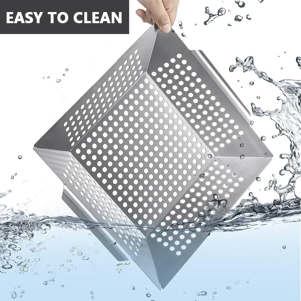 3 Pack Grill Baskets for Outdoor Grill, Grilling Basket for Veggies, Heavy Duty Stainless Steel Vegetable Grill Basket, Grilling Accessories for All Grills & Smokers - Grilling Gifts for Men image number 5