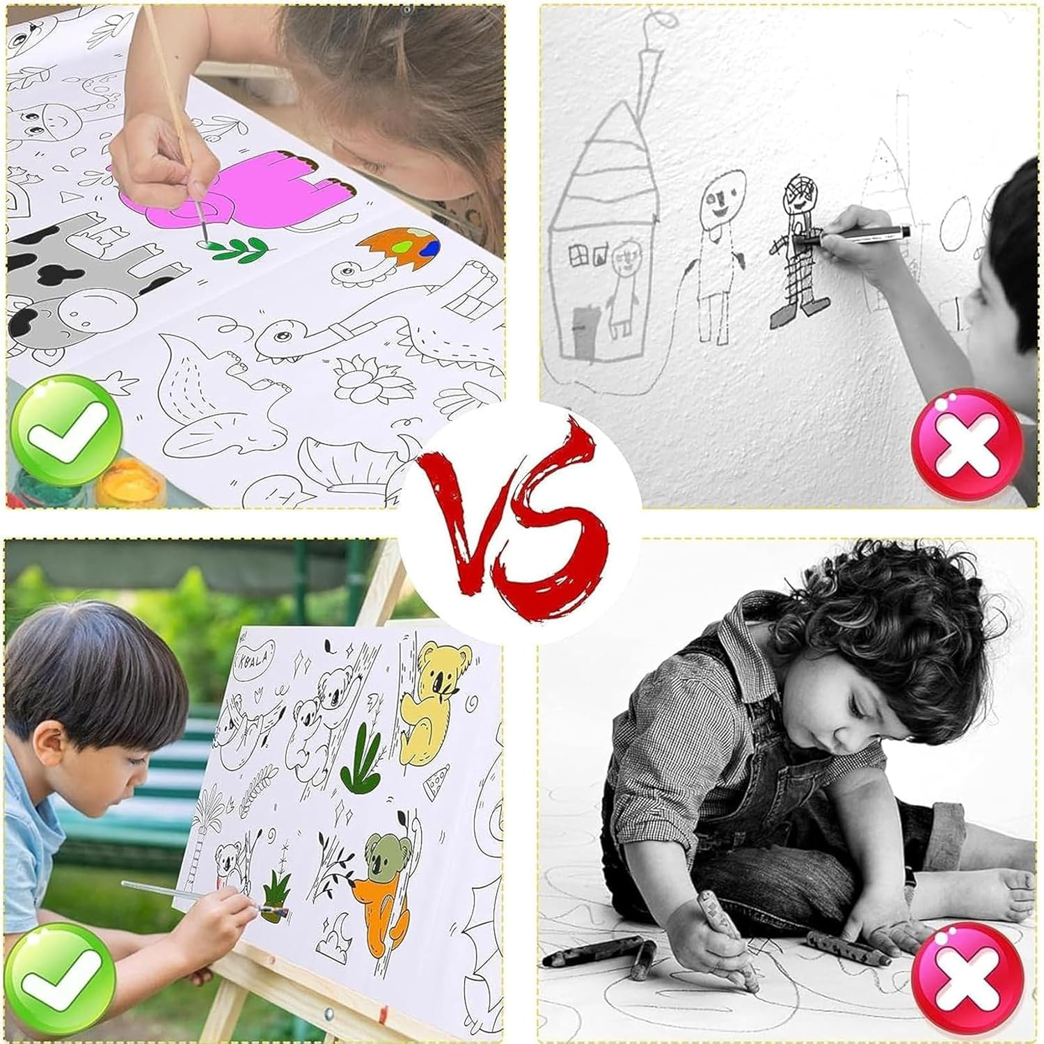 MYLEUS 2 PCS 118X11.8 Inch Coloring Paper Roll for Kids,Sticky Drawing Paper Roll, DIY Drawing Color Filling Paper, Educational Toys,Kids Birthday Christmas Party(Vehicle & Food)