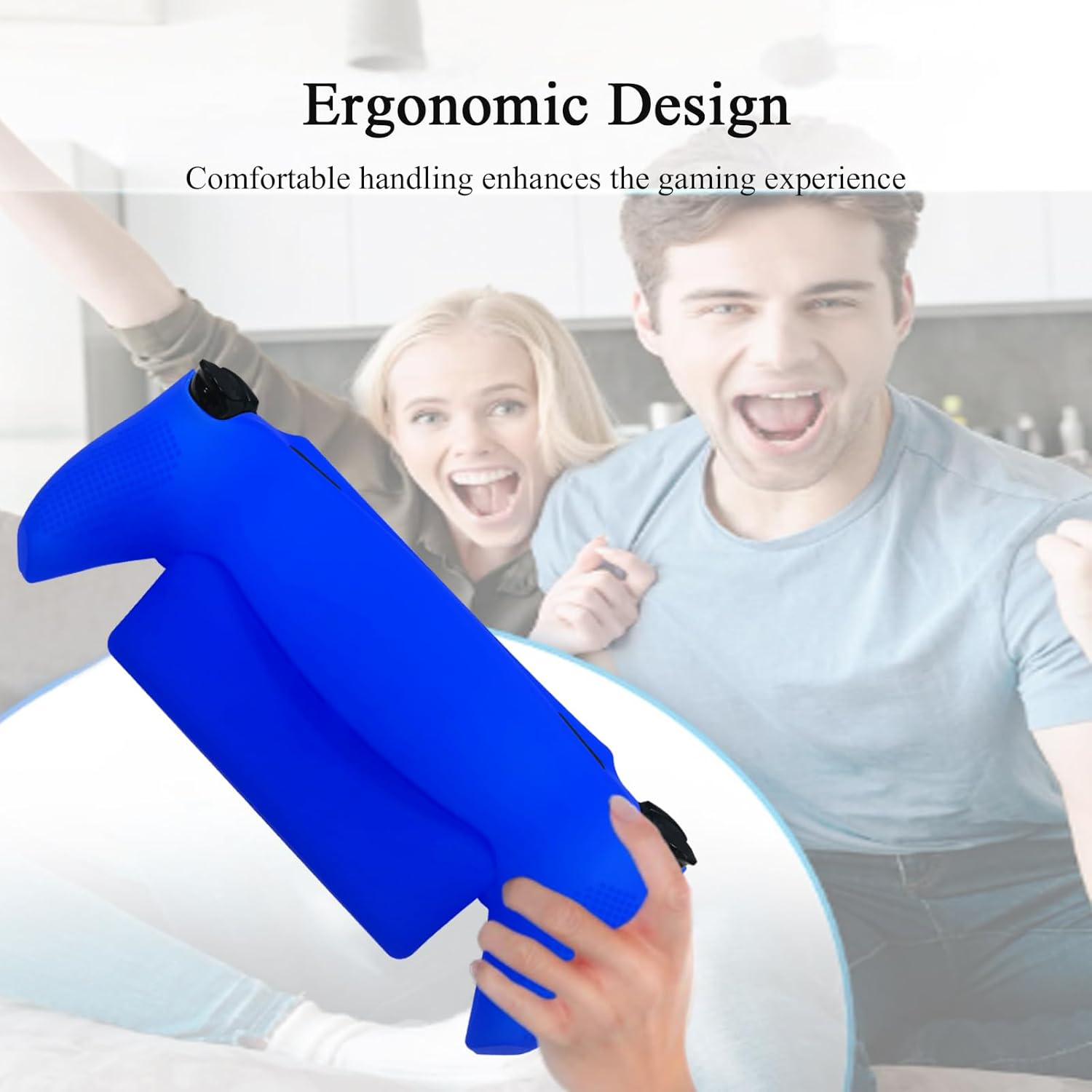 Silicone Protective Cover and Stick Caps Compatible with Playstation Portal, Anti-Slip Protector Case and 10 Thumb Grip Caps Accessories for PS Portal Remote Player(Blue) image number 6