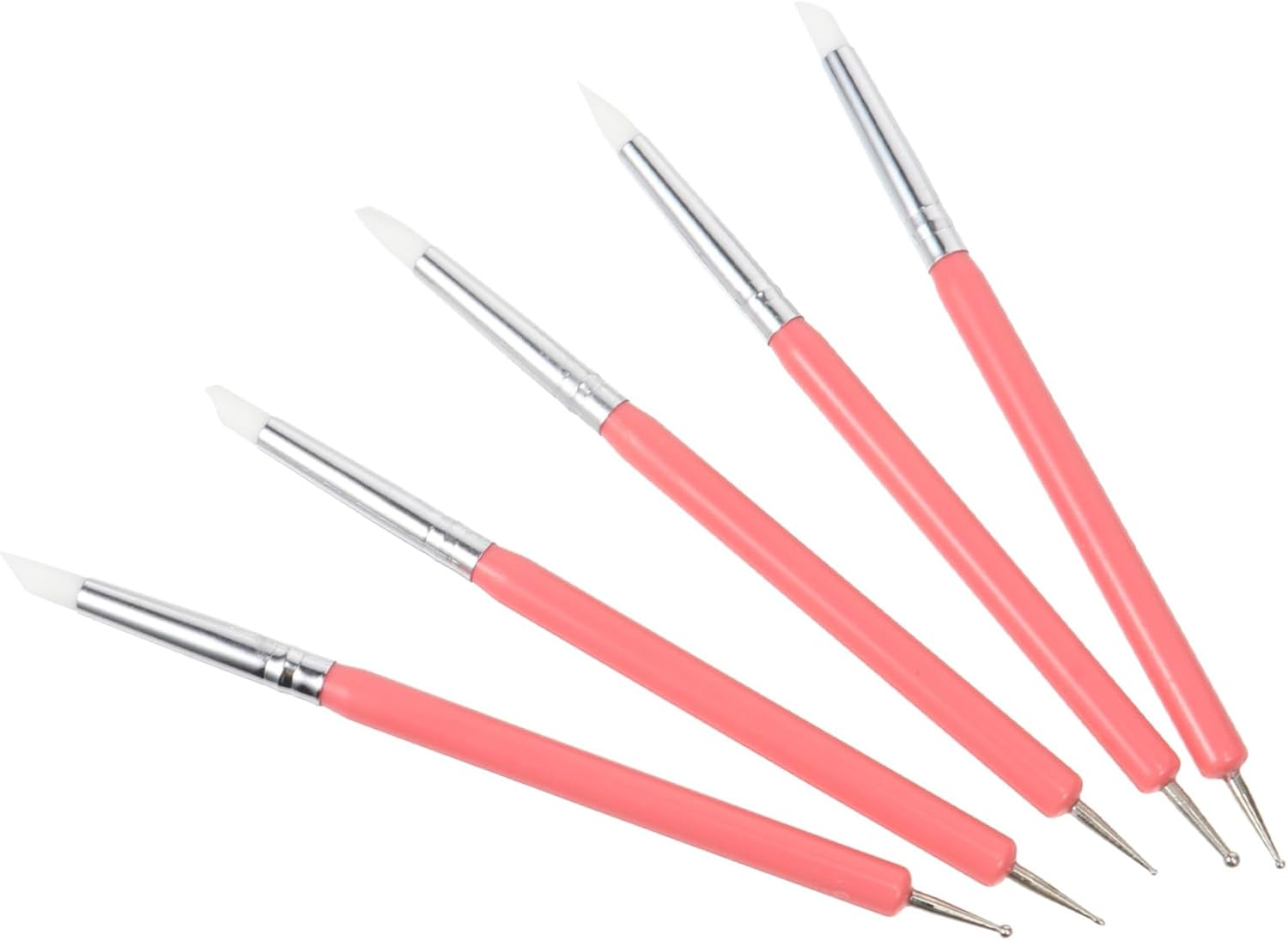 Ipetboom 5Pcs Dual Head Nail Art Dotting Pen Silicone Brush for Nail Art Lovers for Patterns Flowers