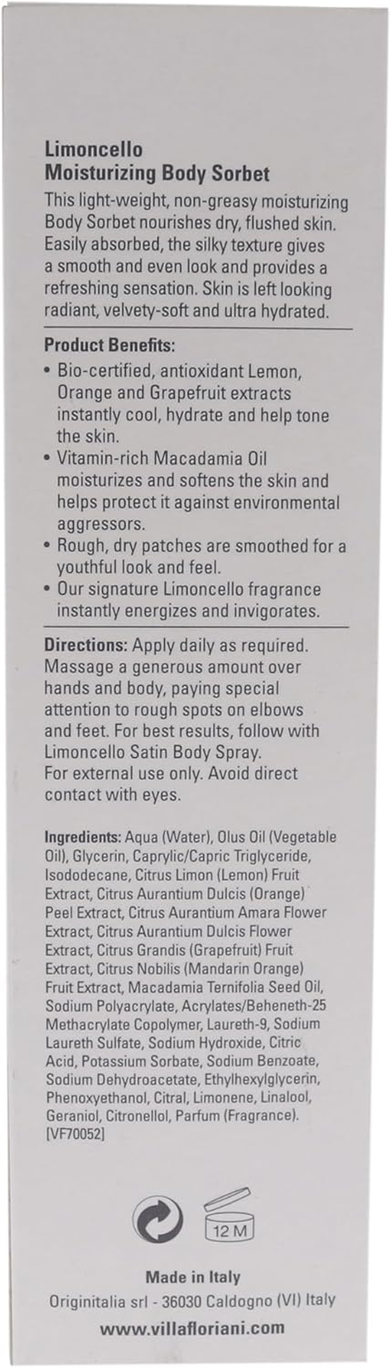 Villa Floriani Moisturizing Body Sorbet - Limoncello by Villa Floriani for Women - 8.45 Oz Body Sorbet, 249.9 Millilitre image number 3