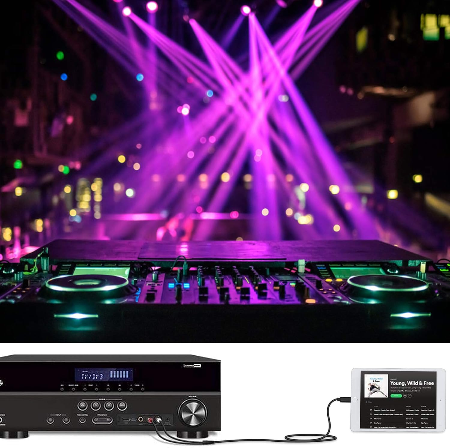 Lightning to RCA Cable Audio Aux Adapter, Stereo Y Splitter Adapter for Select Iphone, Ipad and Ipod Models for Power Amplifier, Car, Home Theater, Speaker and More Silver 6FT