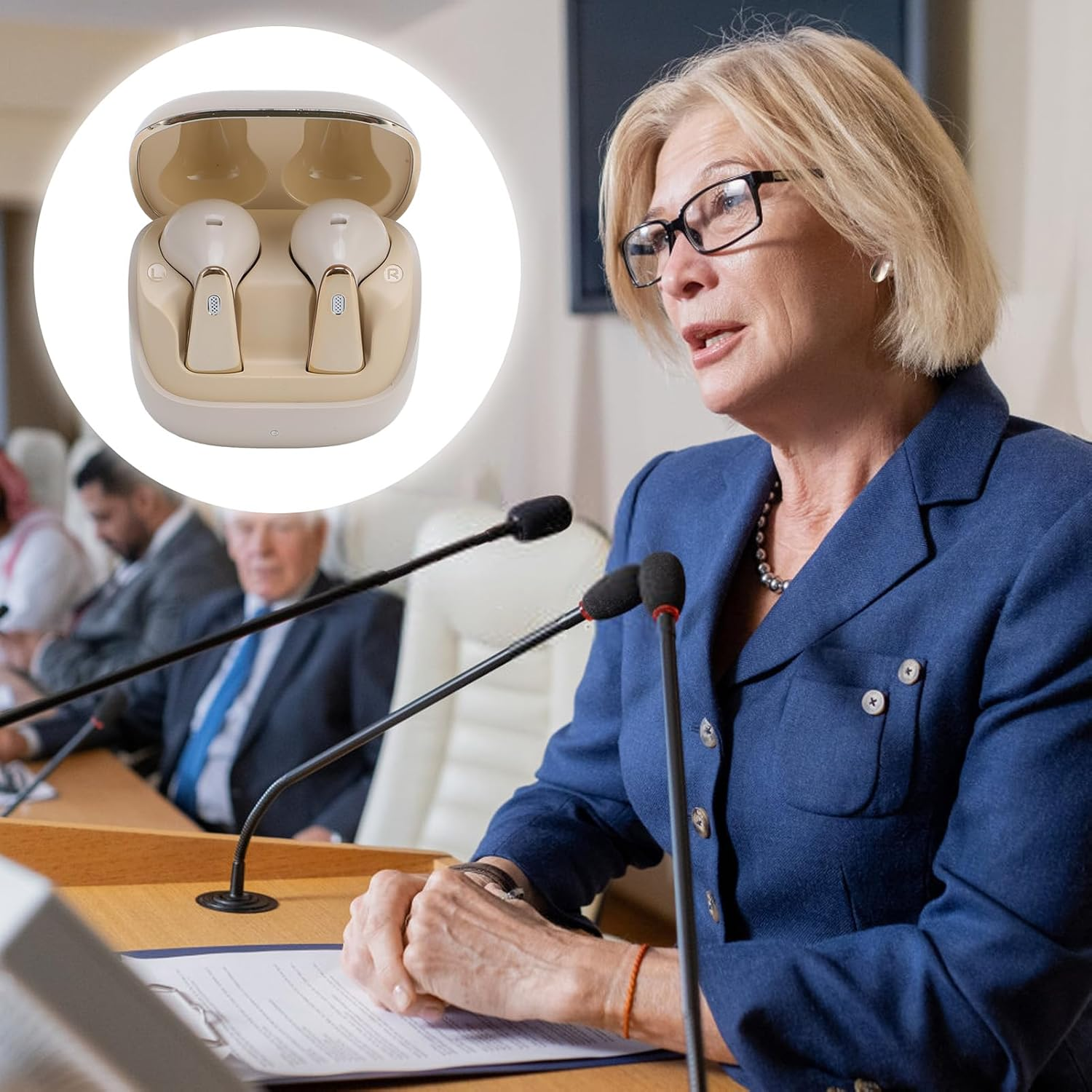 Generic Translation Earbuds, Translation Earbuds Real Time Translator for 150 Languages, Rain Proof Noise Reduction for Business Meeting image number 5