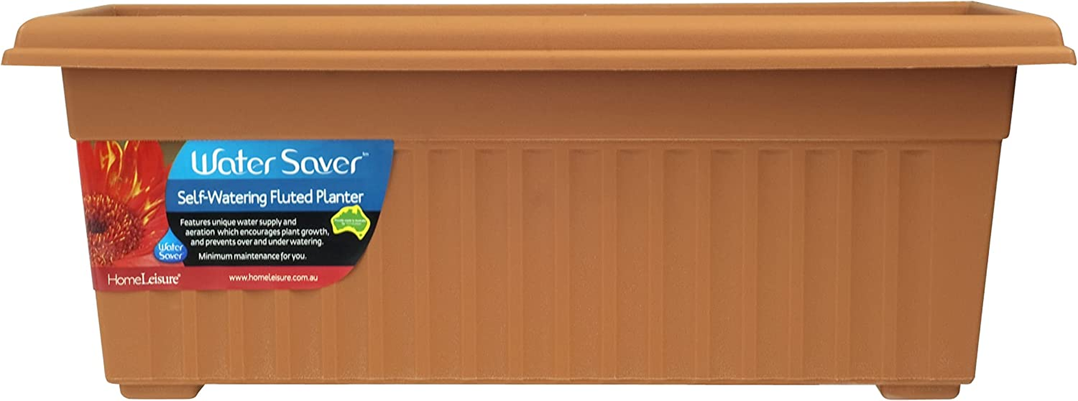 Home Leisure Rectangular Fluted Water Saver Planter, 480 Mm Size, Terracotta