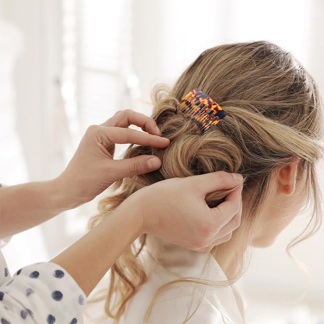 COYUN Pack of 3 Hair Combs for Plugging, French Side Combs Made of Cellulose Acetate, French Twist Comb Hair Clips with Teeth for Hair Accessories Women Girls image number 3