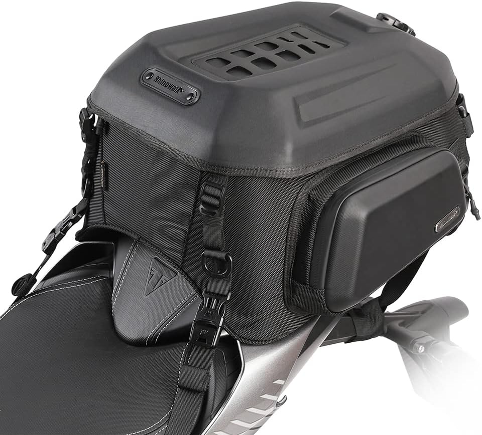 Rhinowalk Motorcycle Travel Luggage Expandable Motorcycle Tail Bag 35L Waterproof All Weather/Trunk/Rack Bag with Sissy Bar Straps-Black image number 1