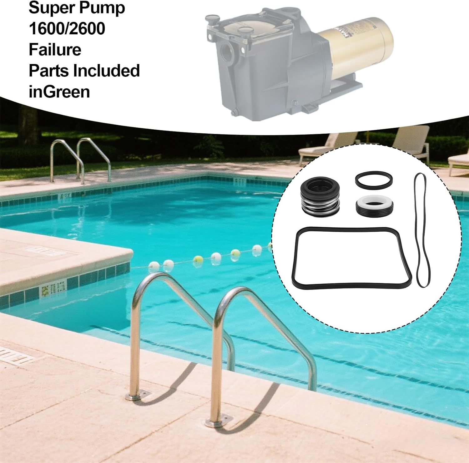SPX1600TRA Super Pump Seal Kit for Hayward Go Kit 3, Replacement Parts for SP1600 / SP2600 Regular/X/Vsp Models / SPX1600TRA / SP1600Z2 / PS-201 / SPX1600R / SPX1600S / SPX1600T Pool