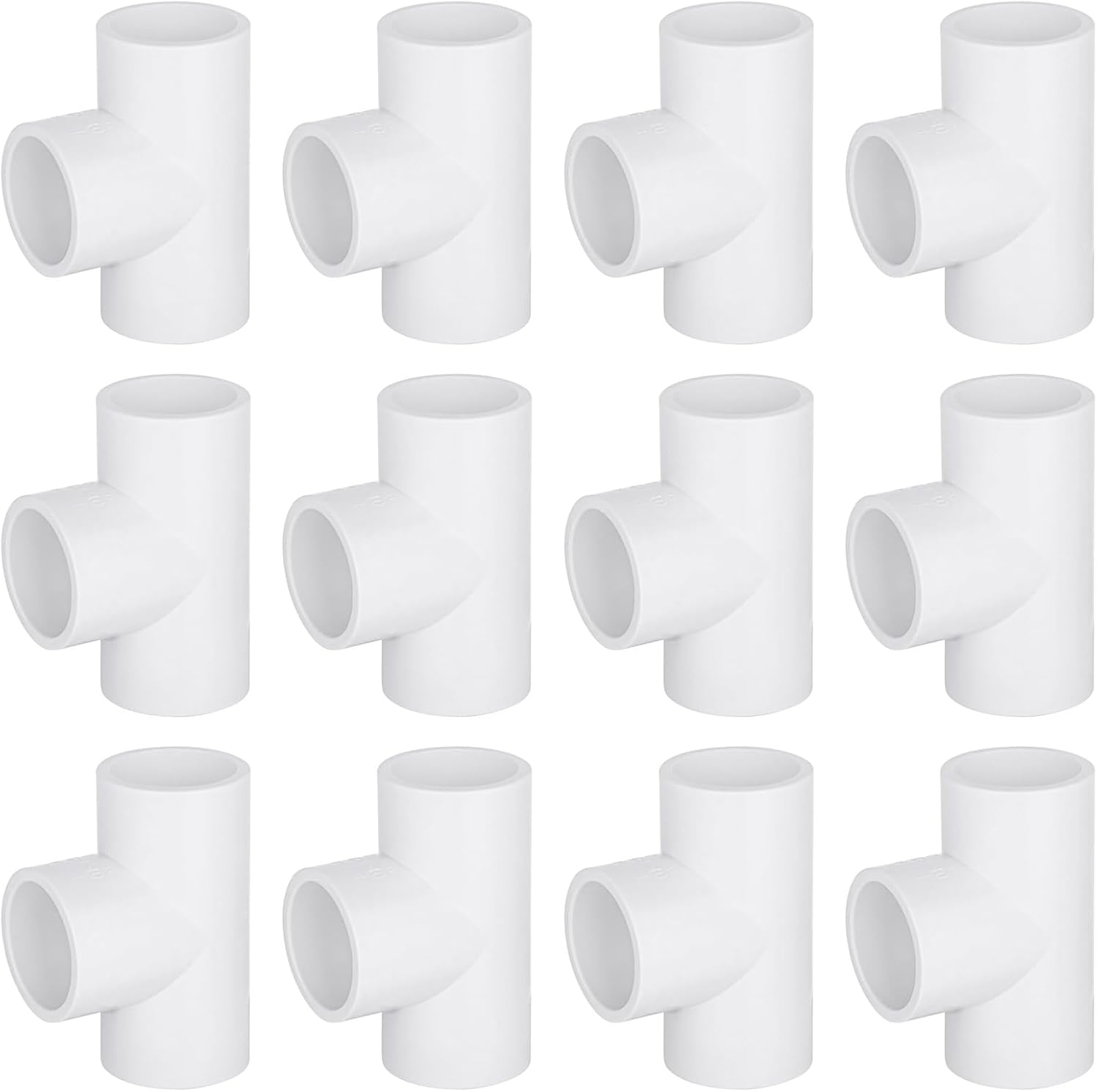 12 Pack 3-Way Tee Connector, 20 MM/0.79" PVC Pipe Fittings for Plumbing, Water Distribution, and Home Improvement image number 1