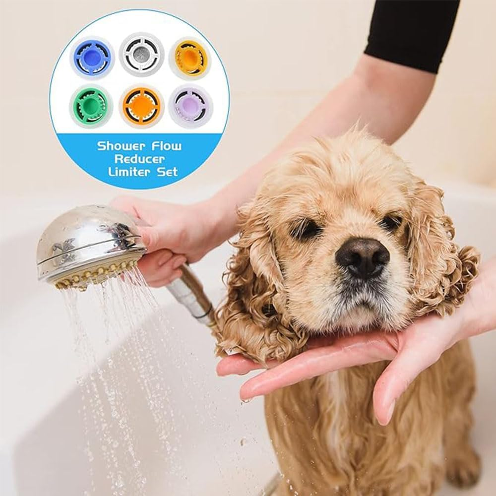 6 Pieces Shower Flow Reducer Limiter Set, Water Flow Saver Adapter, Water Flow Saver Adapter Set for Shower Hotel Bathroom Toilet (1.2/1.5/1.8/2.0/2.2/2.5 GPM) image number 1