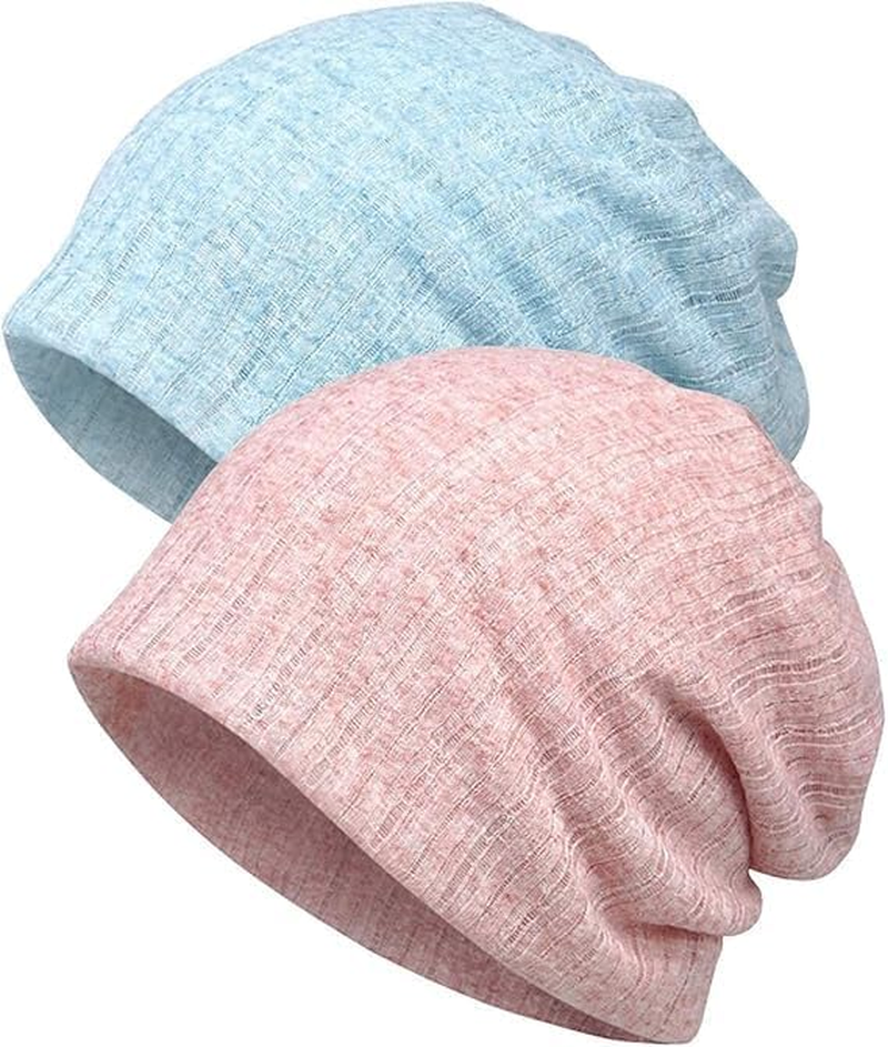 2Pcs Satin Sleep Bonnet Ladies Hats for Summer Women&rsquo;S Hats Head Wrap Cap Head Wraps for Women Hair Scarf Elastic Beanie Women Headwear Headscarf Hat Chemotherapy Cap Soft image number 1