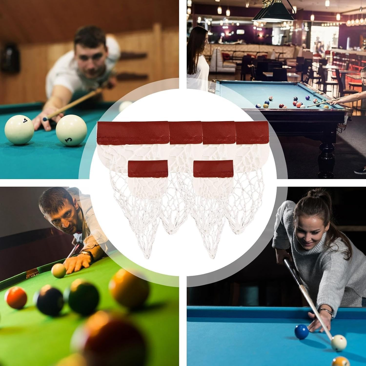 Billiard Pocket Net for Easy Ball Collection,Pool Table Pocket,6Pcs Billiard Snoker Pocket Nets Replacement,Professional Snoker Net Drop Holders,Mesh Design, Fits Most Pool Tables image number 5