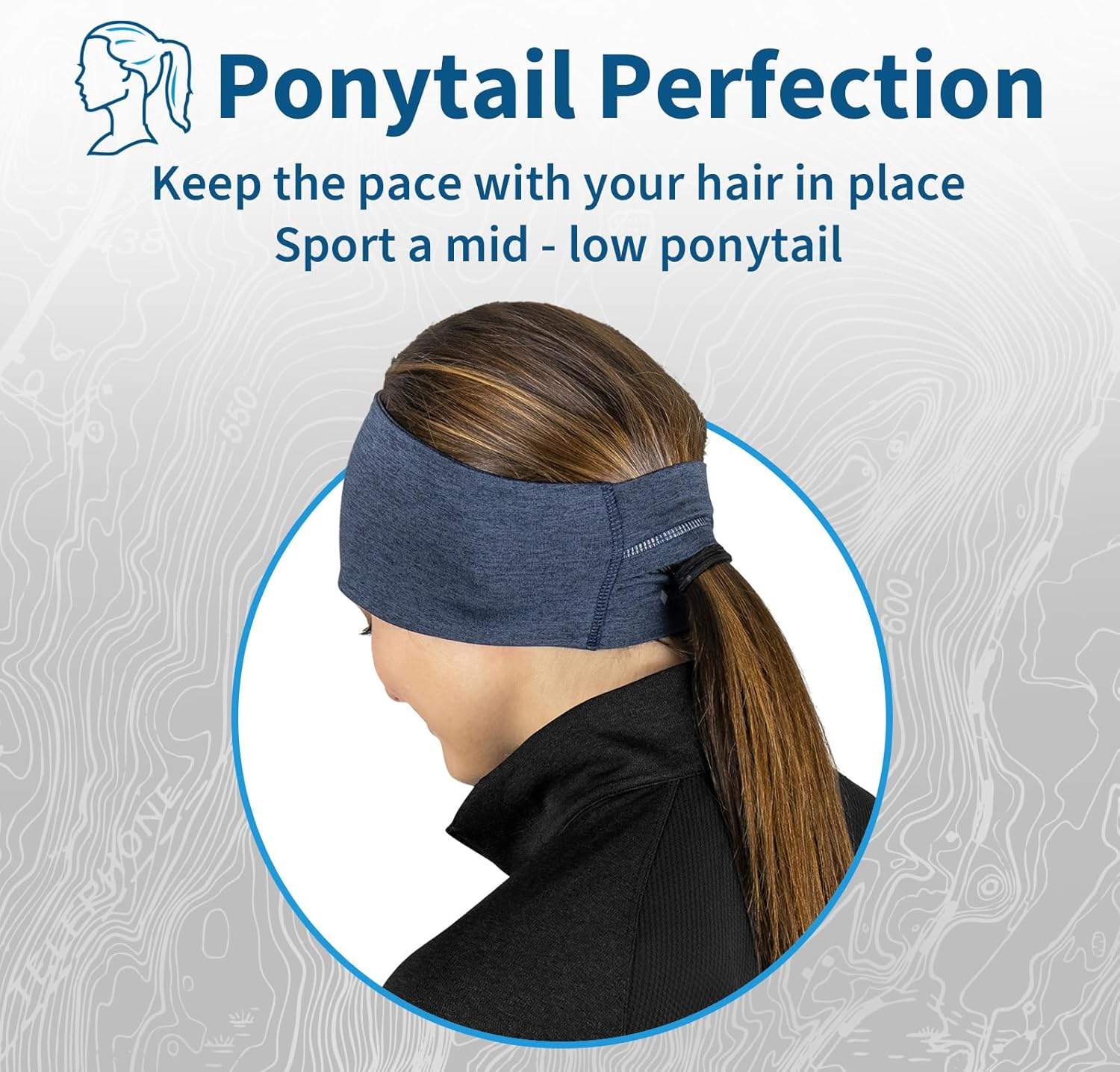 Trailheads Ponytail Headband - Adrenaline Series | Women&rsquo;S Running Headband with Reflective Accents