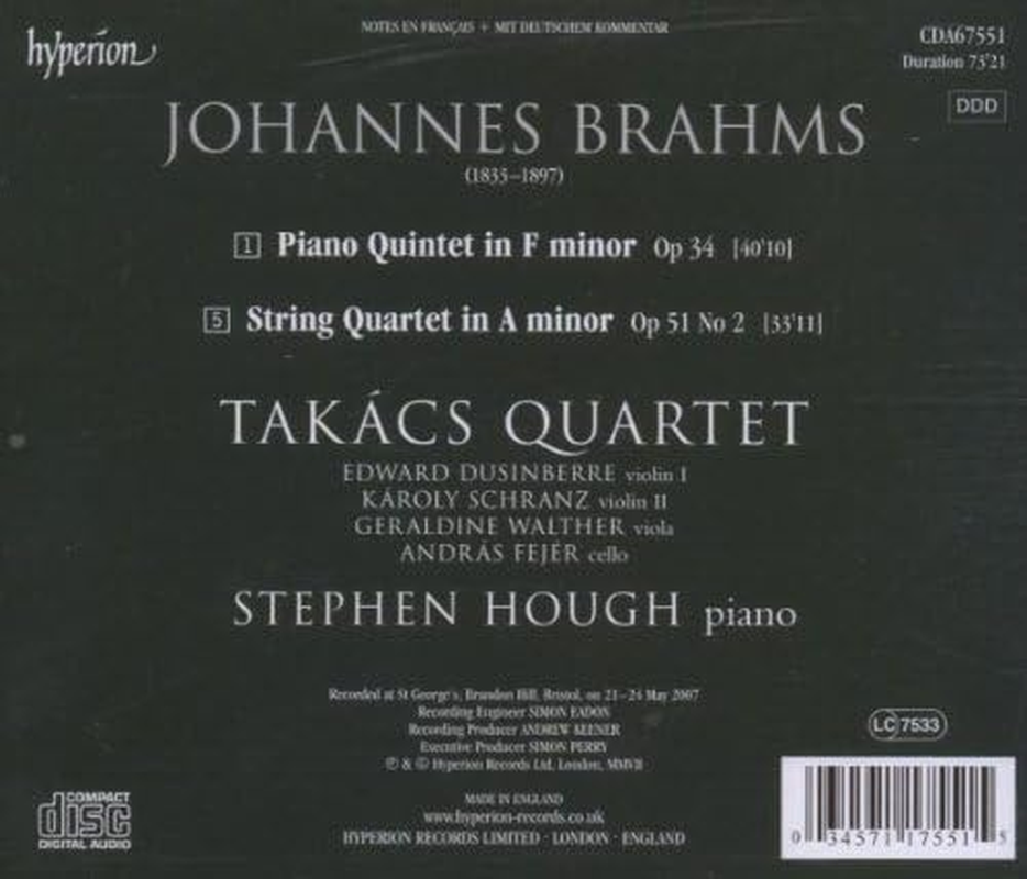 Brahms String Quartet Op.51 No.2 Piano Quintet