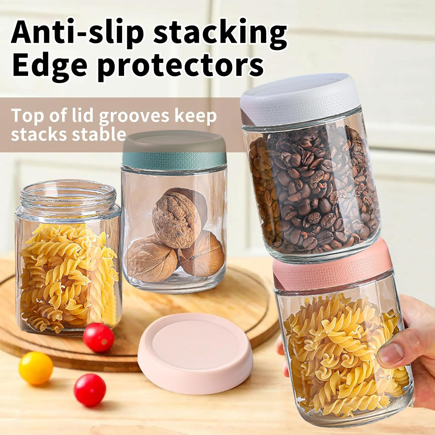 TFMODBFA 6 Pack 16 Oz Overnight Oats Container Jar with Screw Lid - Wide Mouth Mason Salad Jars, Airtight Glass Food Storage Containers for Yogurt Spice Snacks Sugar（480Ml） image number 5