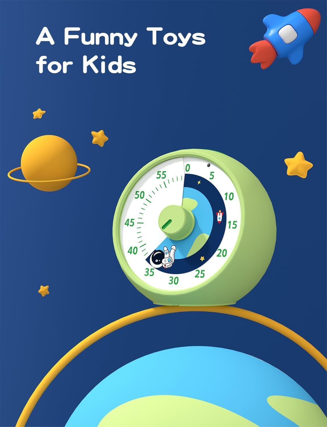 Visual Timer for Kids, 60-Minute Countdown Timer for Classroom, Desk Timer Kid Time Management Tools with Silent Operation, Pomodoro Timer Planet Rocket Pattern image number 4