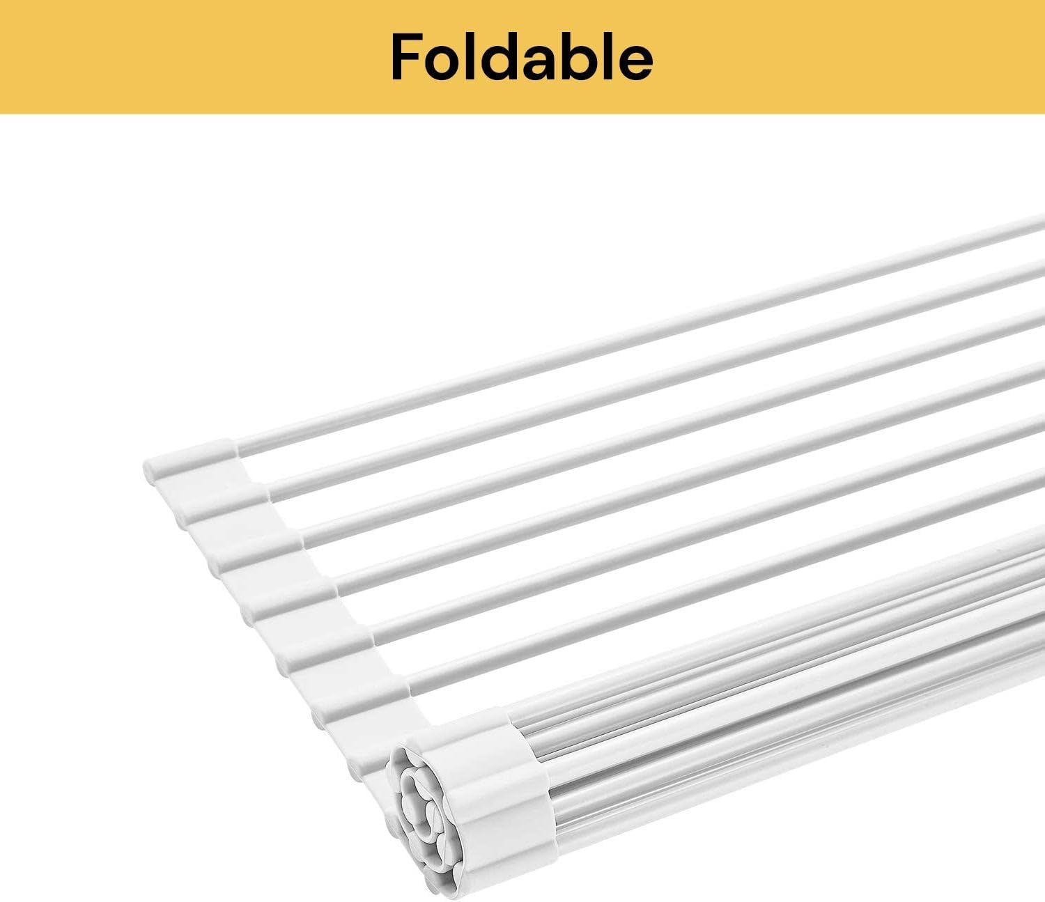 Spendeal over Sink Dish Rack Multipurpose Foldable Anti-Rust Roll up Dish Drying Rack Cover Kitchen Sink Accessories Gadget (White, Large - 20.5" X 13.1") image number 1