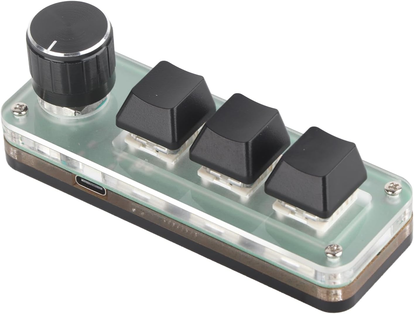 Jectse OSU Keypad, 3 Keys One Handed Macro Mechanical Keyboard with Knob, Programmable Macro Keypad, RGB Backlit, USB Powered