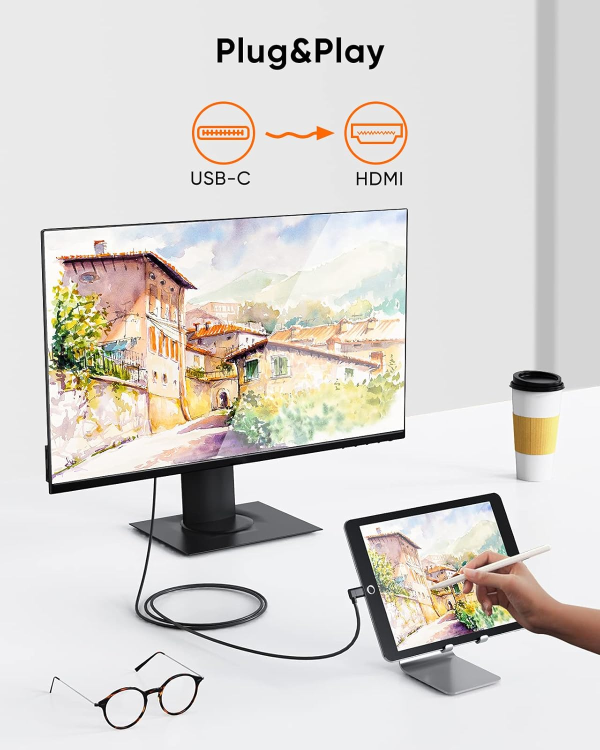 USB C to HDMI Cable Right Angle 4K, Cablecreation USB Type C HDMI Adapter Cable to Connect Laptop to Monitor Thunderbolt 3 Compatible for Ipad Mini 6, Macbook Pro, Samsung Note 9 S10 S9 S8 plus 1.8M image number 5