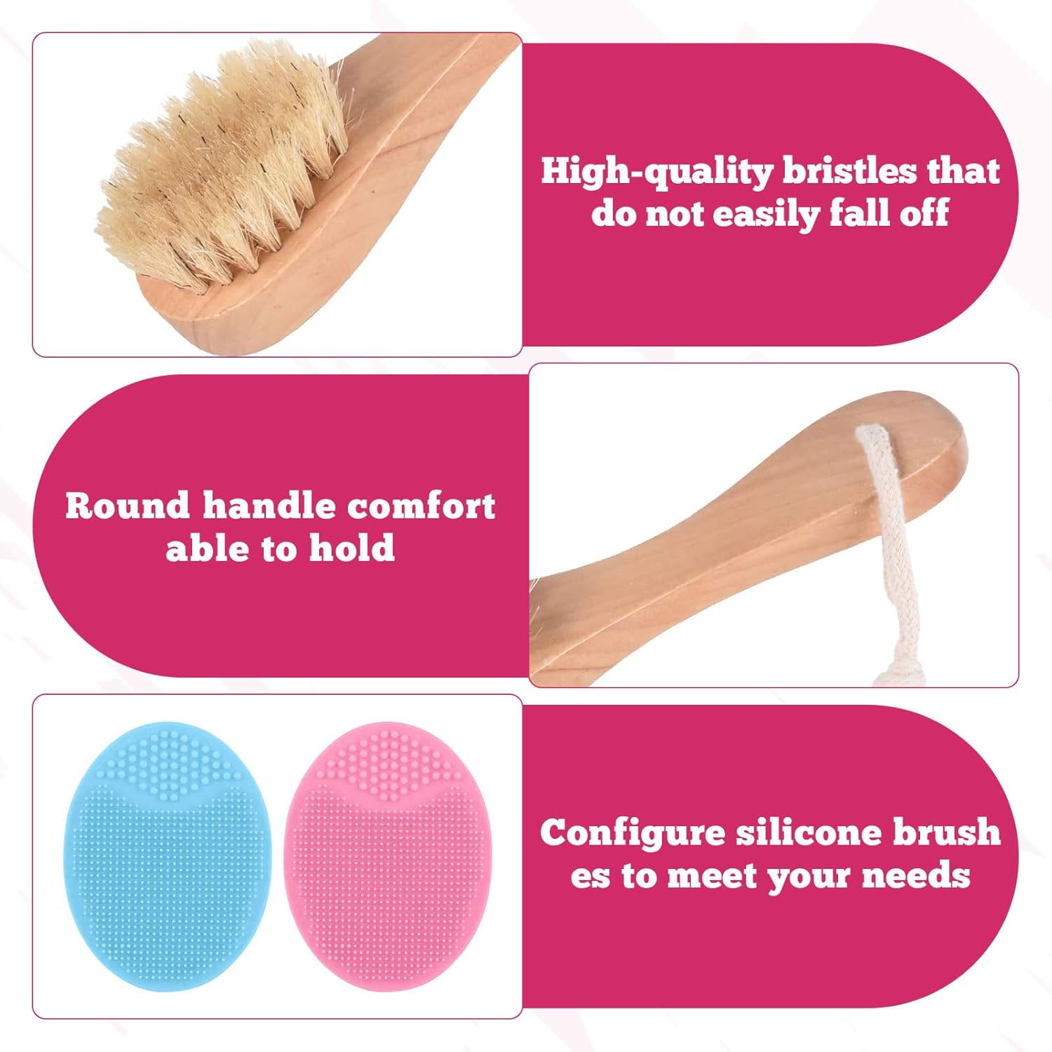 Baby Hair Brush, 3 Pcs Baby Brush, Cradle Cap Brush, Toddler Hair Brush, Wood Natural Soft Bristle Brush for Newborn, Baby Comb for Daily Care and Bath Time, Baby Essentials, Registry Gift image number 5