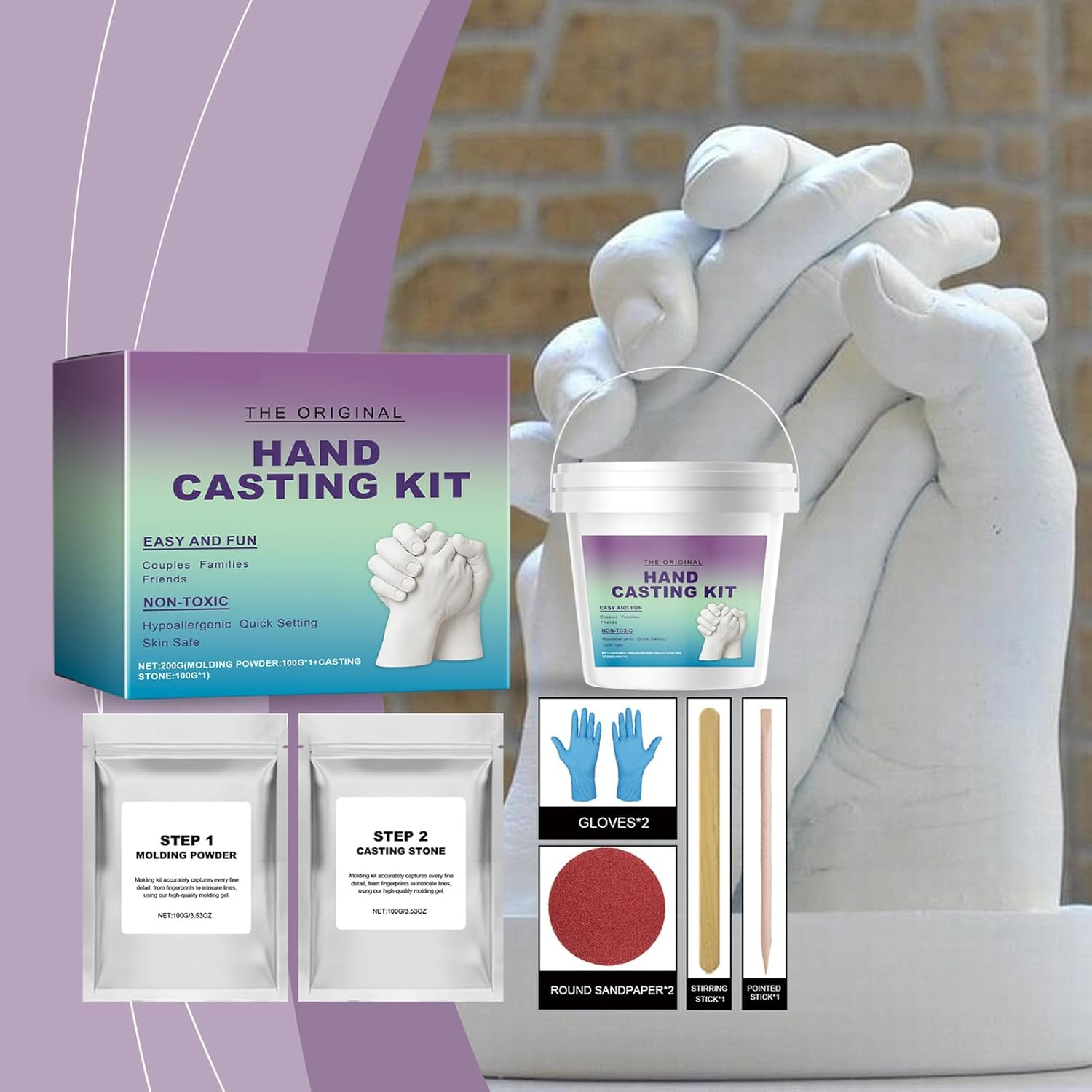 Hands Casting Kit Couples - Multipurpose Hands Mold Kiit | Long Lasting Hand Cassting K,Its Couple | Hand Molds Castting K.It for Couples, Wedding, Friends, Date, Home & Bridal Shower