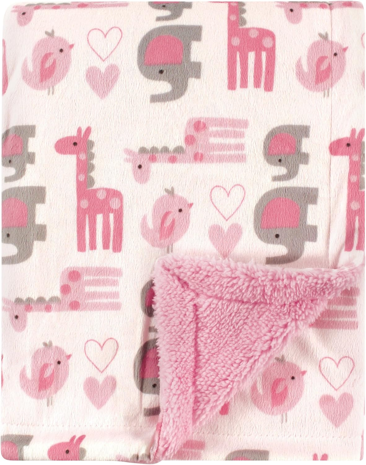 Luvable Friends Unisex Baby Plush Blanket with Sherpa Back, Neutral Animals, One Size