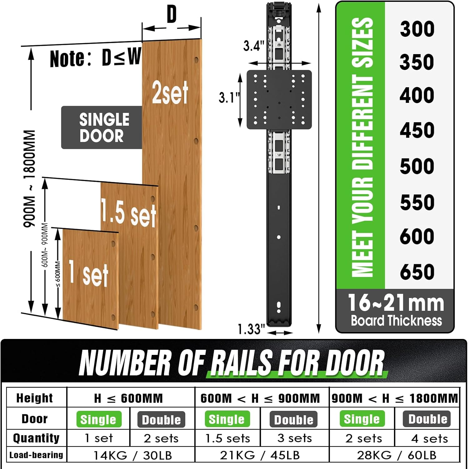 Lipshome Pocket Door Slides, Pivot Door Slide Hardware Inset,Cabinet Pocket Door Hardware Kit Fit for Inset Door,Cabinet Door (16 Inches, Pieces, 4) image number 5
