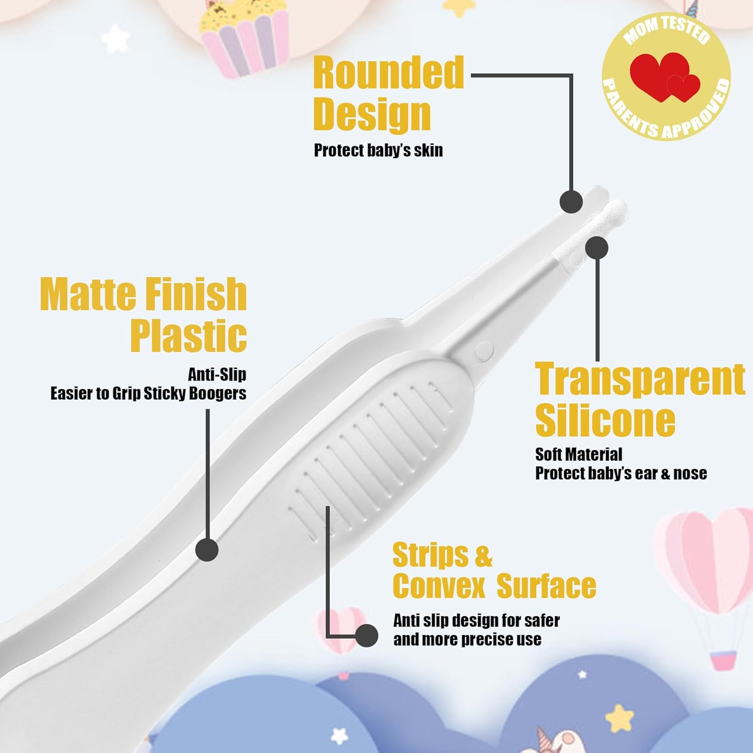 Kinggrand Kitchen 3 in 1 Baby Nose and Ear Cleaner Tool Nose Cleaning Tweezers Baby Nose Picker Dual Earwax and Snot Removal Baby Must Have Items (Blue) image number 5