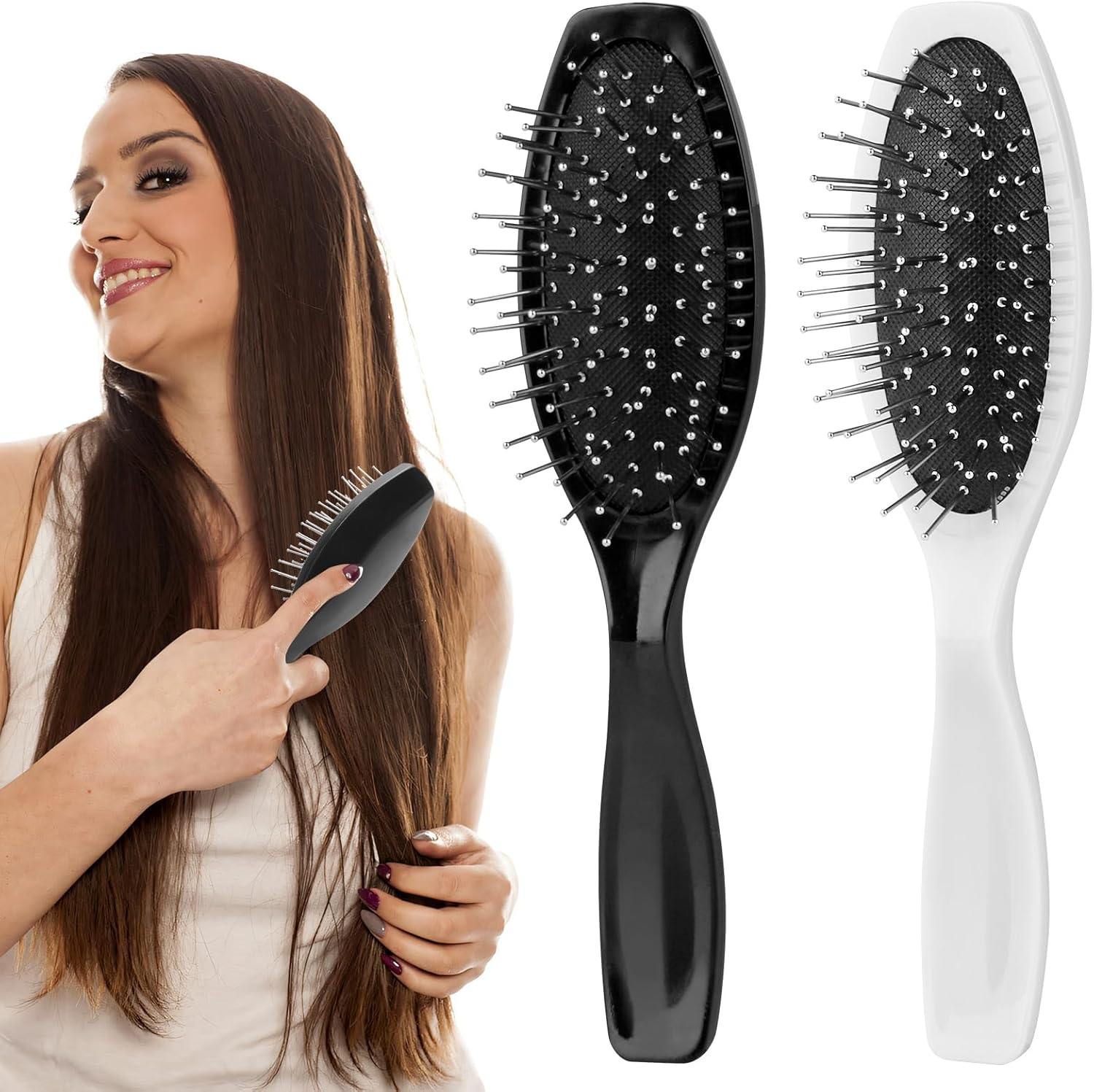 Wig Brush for Synthetic Wigs, Pack of 2 Metal Wire Wig Brush for Real Hair, Stainless Steel Hair Extension Brush Comb 6.3 Inches for Detangling, Hairdresser, Doll, Beginner, Easy Travel image number 4